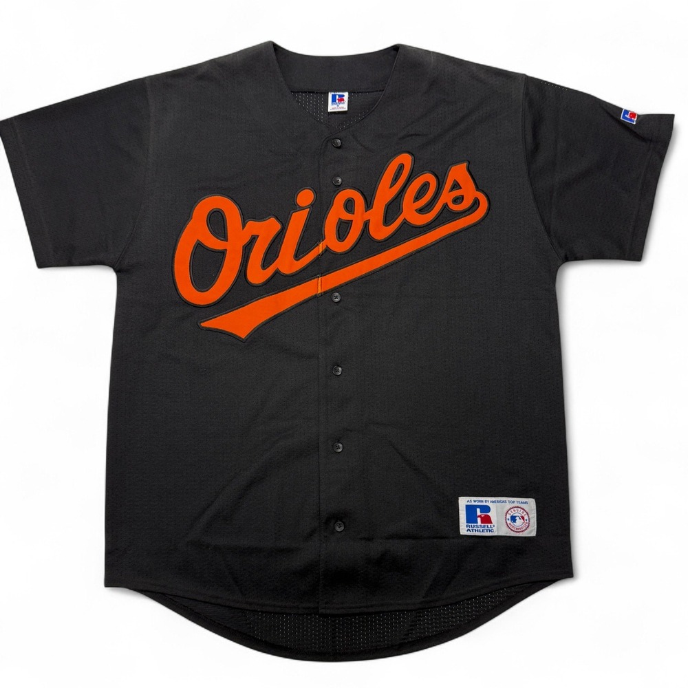 Russell Athletic‎ Baltimore Orioles Black Baseball Jersey Mens Medium VTG Blank